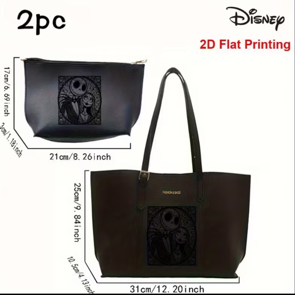 {NEW} Disney The Nightmare Before Christmas Black Tote and Pouch Set - Picture 3 of 6